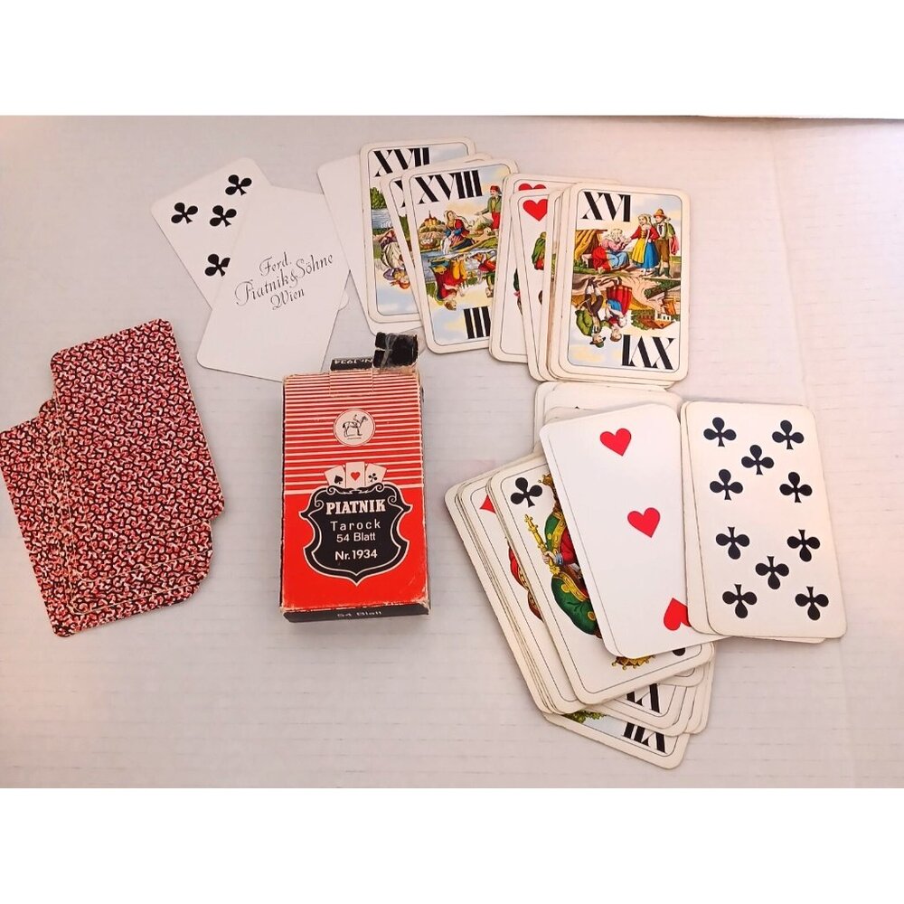 Piatnik Tarock Tarot Card Deck 54 Blatt Nr. 1934 Red German Rare